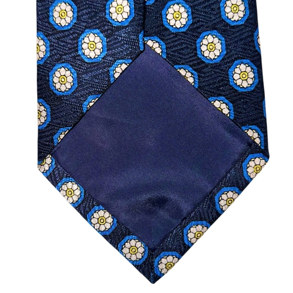 Vintage Lord & Taylor Mens Tie Silk Blue Yellow Baroque Lion 60x3.75” USA - Picture 3 of 5